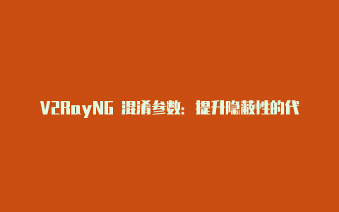 V2RayNG 混淆参数：提升隐蔽性的代理工具配置选项