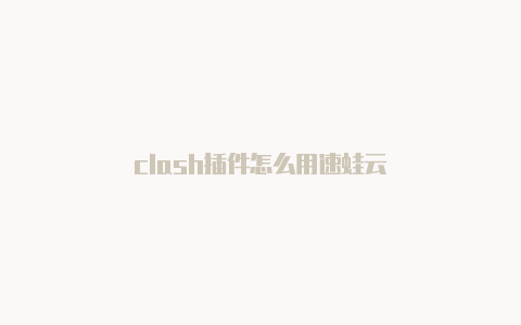 clash插件怎么用速蛙云