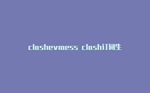 clashevmess clash订阅生成rs怎么读