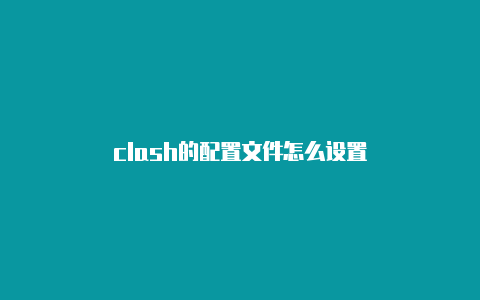 clash的配置文件怎么设置