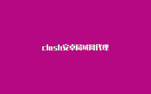 clash安卓局域网代理