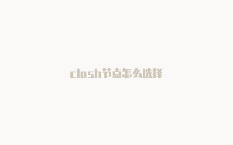 clash节点怎么选择