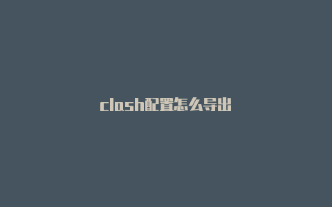 clash配置怎么导出