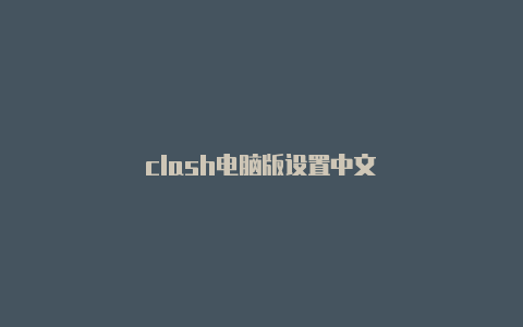 clash电脑版设置中文