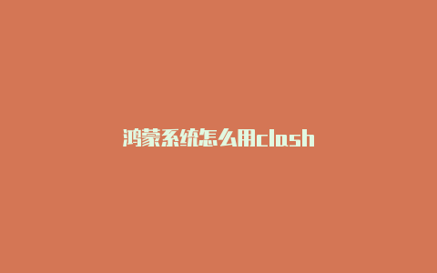 鸿蒙系统怎么用clash