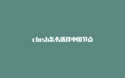 clash怎么选择中国节点