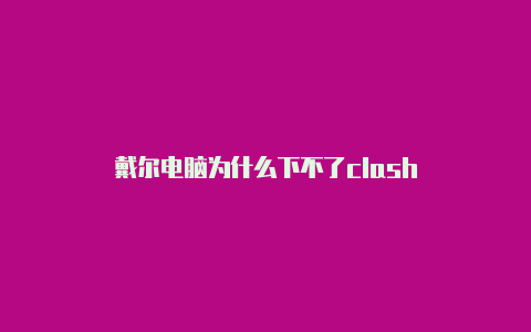 戴尔电脑为什么下不了clash